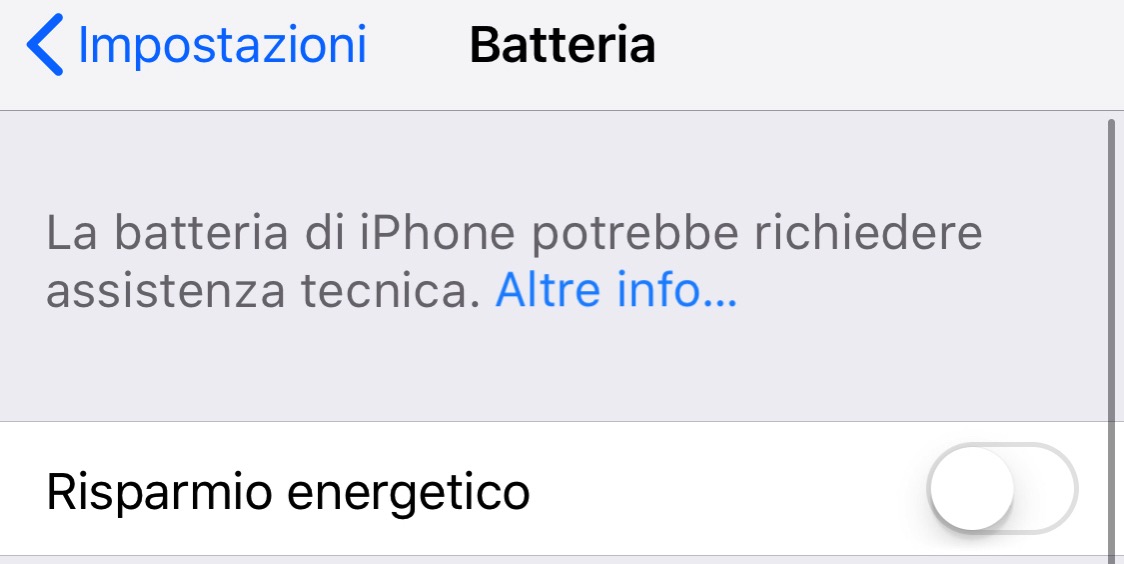 Avviso batteria iOS 11 630